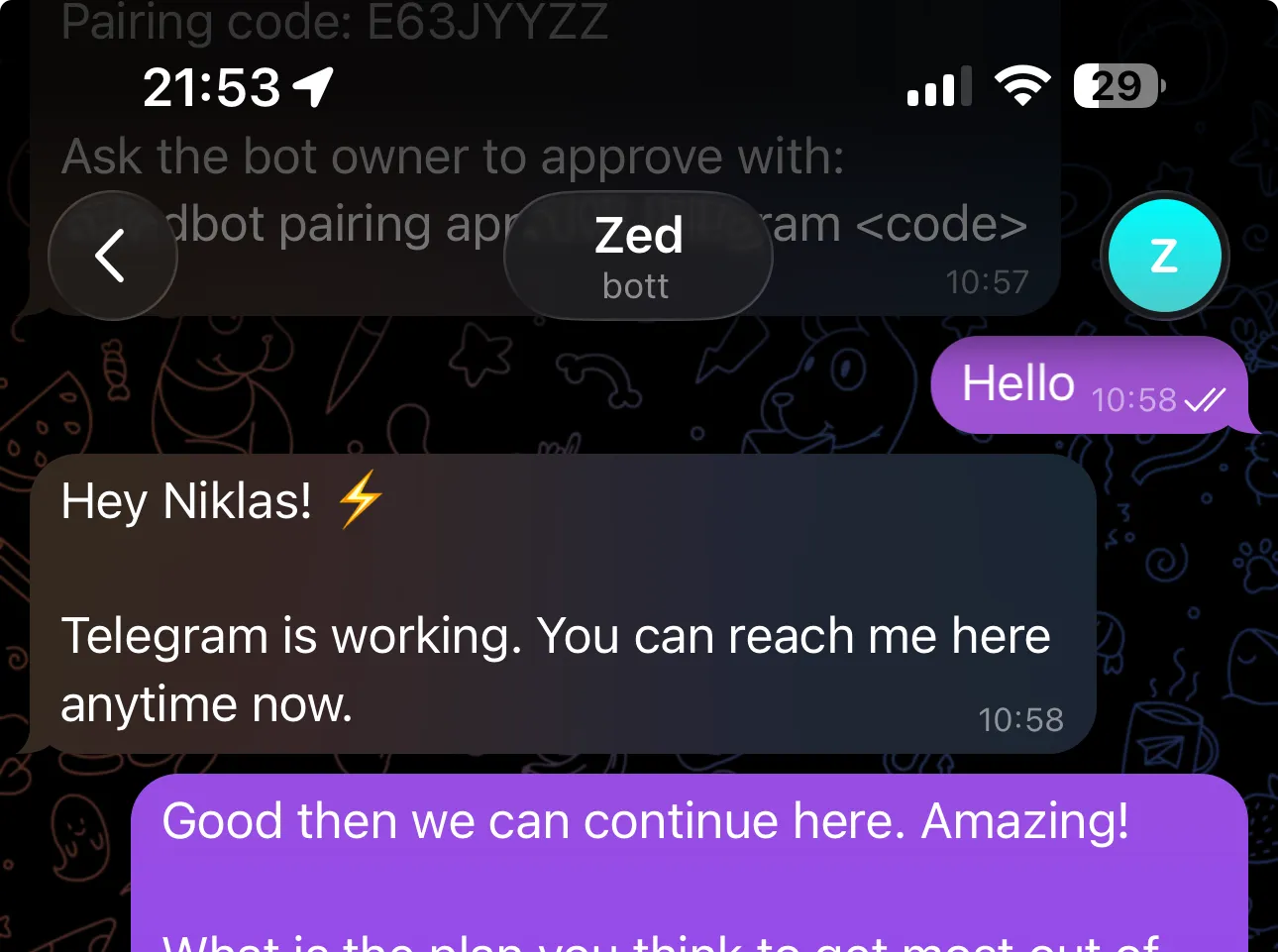 Moltbot via Telegram