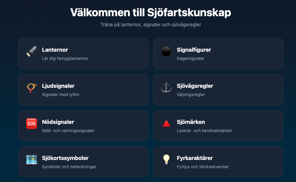 Sjöfartskunskap: kategorival för quiz
