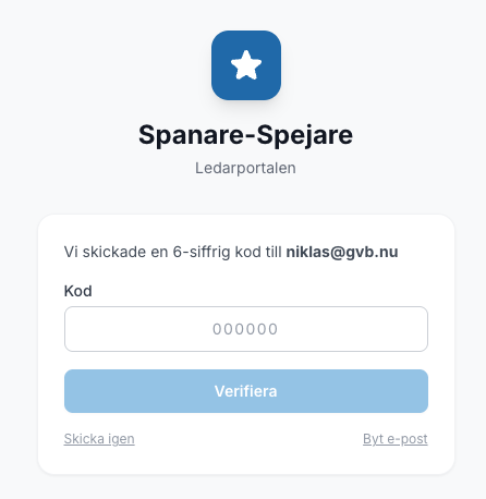 Spanare-Spejare – verifiera kod