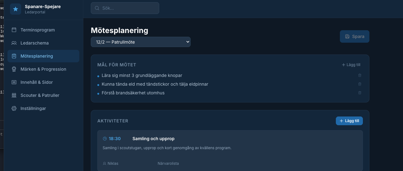 Spanare-Spejare – mötesplanering